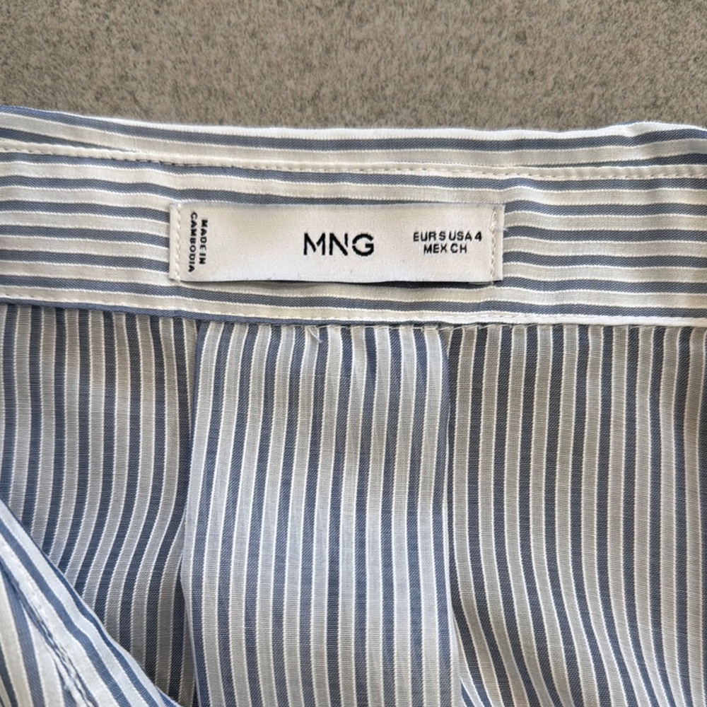 Mango Women’s Pocket Striped Blue Shirt, Sz 4 - Picture 4 of 9
